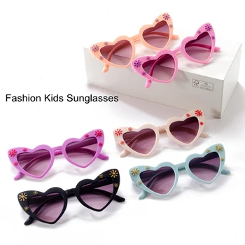 Szív alakú gyermek napszemüveg divat virág napszemüveg gyermek árnyalatok szemüveg kültéri lányok gyermek napvédő szemüveg