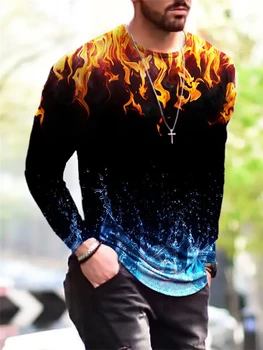 tavasz ősz 3D nyomtatás Fiatalos vitalitás felsők Pólók plusz méret 6XL gótikus Street Style Hip Hop Rock férfi hosszú ujjú pólók