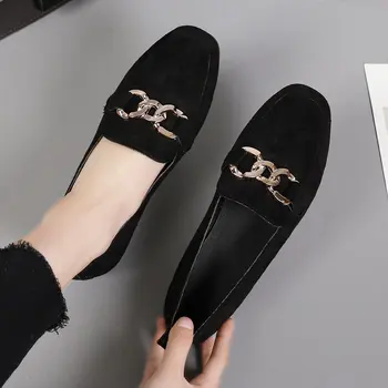 Tavaszi divat lapos cipő Női minőségi fém Slip on Loafer cipő Női lakások Mocassinok Nagy méret 35-41 Sapato Feminino 2021