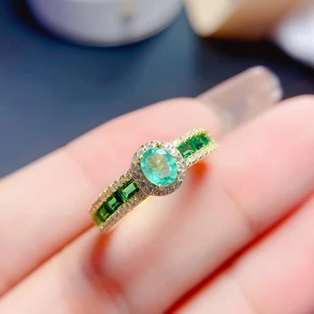 Természetes smaragd gyűrű, kolumbiai smaragd, jó színű, 925 sterling ezüst, gyűrűk nőknek, különleges ajándék