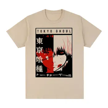 Tokyo Ghoul vintage póló Japán Anime Grafikus ruhák Harajuku Alkalmi utcai ruházat Pamut férfi póló Új póló Női felsők