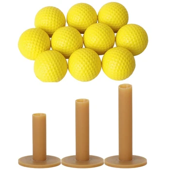 Top!-10Pcs sárga puha rugalmas beltéri gyakorlat PU golflabda & 3X golfpólók kávé tartós póló Vezetési tartomány 60/ 70/ 80 mm