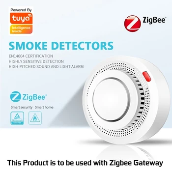 Tuya Smart Zigbee füstérzékelő Intelligens tűzjelző Progresszív hang fotoelektromos füstérzékelő Munka a Tuya Zigbee Hubbal