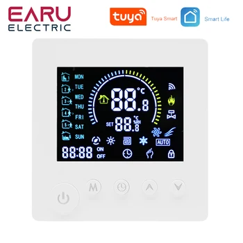 TUYA WiFi termosztát hőmérséklet-szabályozó Víz elektromos padlófűtés TRV AC90V-240V 3A 16A digitális LCD kijelző falra szerelhető