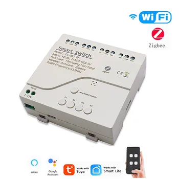 Tuya Zigbee WiFi 7-32V intelligens kapcsoló fénymodul 4CH 433MHz RF távoli ellenőrző ajtónyitó Dolgozzon Alexával Google Home