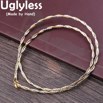 Uglyless Twisted 925 Ezüst Chokers nyakláncok Karkötők nőknek Fakulás gátló ezüst arany rózsa arany ékszerkészletek Olaszország Technológia