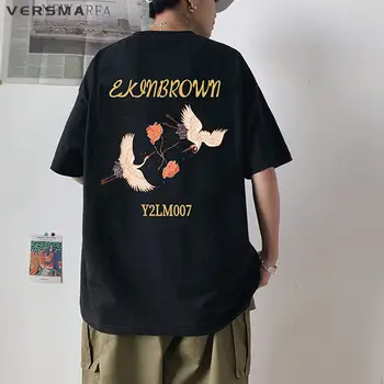 VERSMA Koreai Haradzsuku Kínai stílusú daru mintás póló Férfiak Nyári INS Streetwear Oversize pár póló Férfi Női Dropshipping