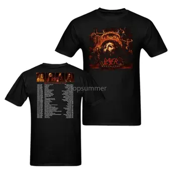 Vicces pamut póló O-nyakú új stílusú rövid ujjú férfi divat 2017 Repentless World Tour Slayer póló fekete póló
