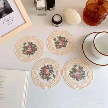 Vintage csipke alátétek Hímzés kézműves tálak Kávé alátétek Forrázás elleni asztali és tányéralátétek