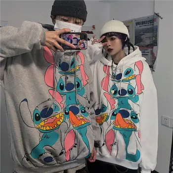 Y2k Disney Lilo & Stitch kapucnis pulóver Polár Felnőtt kabát pulóver Hip Hop Harajuku dzsekik Streetwear Laza főiskolai kabátok Cosplay