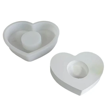 Y4QE Gyertyatartó szilikon formák állványforma szív alakú lakberendezési formák DIY csésze formák Kézi készítésű kiegészítők