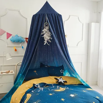 Ágy baldachin ágy függöny szúnyogháló gyerekágy sátor kerek kupola lógó fedett kastély játszó sátor gyerekszoba baldachin ágyfüggönyök