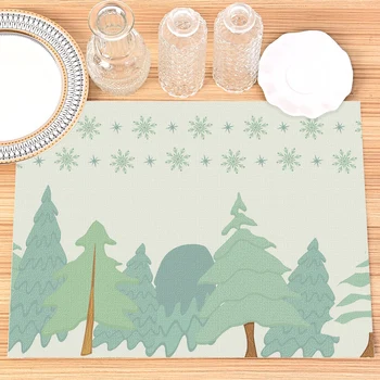 Élénk erdei tányéralátétek asztali téli erdőkhöz egyedi terítő pálmafa pasztell étkezőszőnyeg botanikai mintatervezés 1db