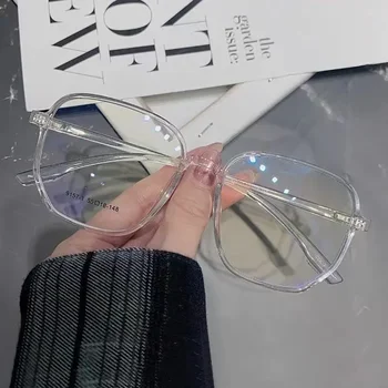 Új divat átlátszó kékfény-ellenes szemüveg Nagy négyzet alakú keret Női férfiak Számítógép Szem gyártás Sima szemüveg Szemüveg
