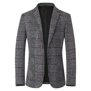 Új őszi férfi kockás blézer öltönyök dzsekik férfi koreai design blézerek kabátok tavaszi üzleti alkalmi slim fit blézerek férfi ruházat