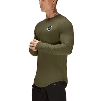 Őszi férfi fitnesz feszes kocogás edzés Edzőterem Sport gyorsan száradó hálós O-nyak kompressziós hosszú ujjú póló